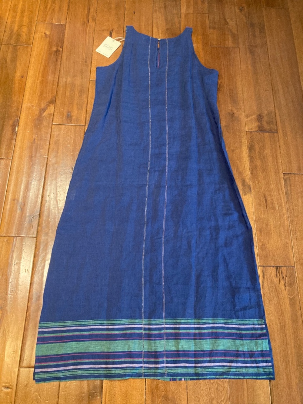 Manan 100% linen sleeveless indigo dress - Picture 4 of 11